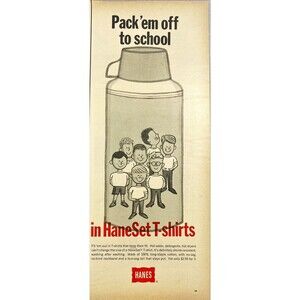 Hanes HaneSet T-Shirts " Pack'em off to school" Vintage Print Ad 1967